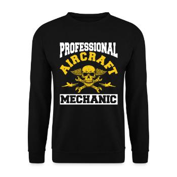 Airplane Mechanic Skull - Unisex Sweatshirt - black - Front - Alina (178cm) & Michal (187cm)
