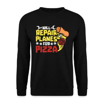 Flugzeug Mechaniker Pizza - Unisex Pullover - Schwarz - Vorne - Alina (178cm) & Michal (187cm)