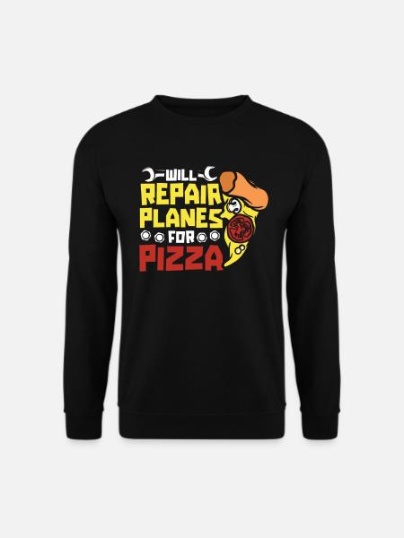 Flugzeug Mechaniker Pizza - Unisex Pullover - Schwarz