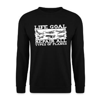 Flugzeug Mechaniker Lustig - Unisex Pullover - Schwarz - Vorne - Alina (178cm) & Michal (187cm)