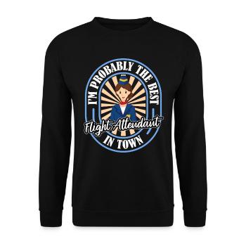 Flugbegleiter Stewardess Witzig - Unisex Pullover - Schwarz - Vorne - Alina (178cm) & Michal (187cm)