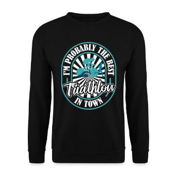 Triathlon Triathlet Lustig - Unisex Pullover - Schwarz - Vorne - Alina (178cm) & Michal (187cm)