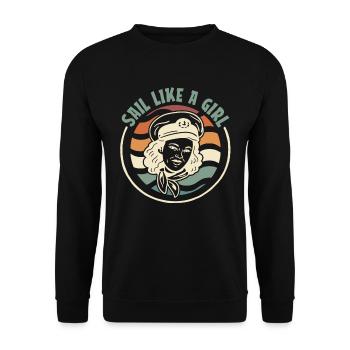 Voilier marin voilier naviguer comme une fille - Sweat-shirt Unisexe - noir - Devant - Alina (178cm) & Michal (187cm)