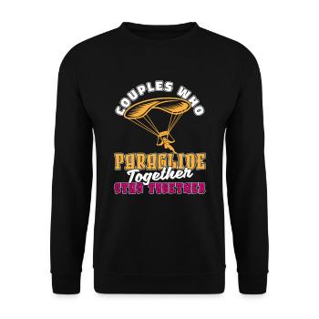 Paragleiter Paragleiten Paar - Unisex Pullover - Schwarz - Vorne - Alina (178cm) & Michal (187cm)