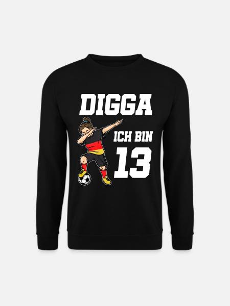 Fußball Mädchen 13. Geburtstag Fußballer Deutschla - Unisex Pullover - Schwarz
