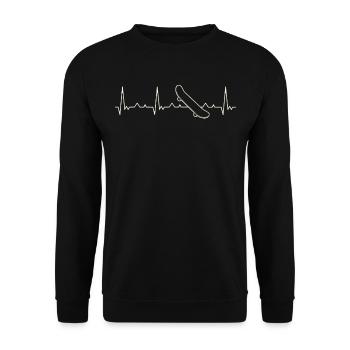 Skateboard. Herz. Liebe. Ekg. Impuls. Schlagen. - Unisex Pullover - Schwarz - Vorne - Alina (178cm) & Michal (187cm)