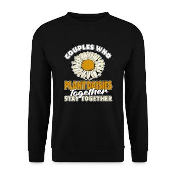 Goose Flower Daisy Pair - Unisex Sweatshirt - black - Front - Alina (178cm) & Michal (187cm)