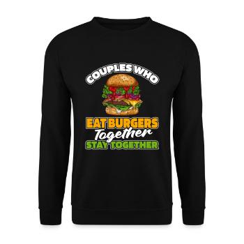 Burger Hamburger Paar - Unisex Pullover - Schwarz - Vorne - Alina (178cm) & Michal (187cm)
