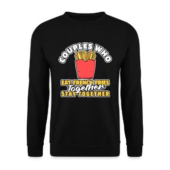 French fries fries pair - Unisex Sweatshirt - black - Front - Alina (178cm) & Michal (187cm)