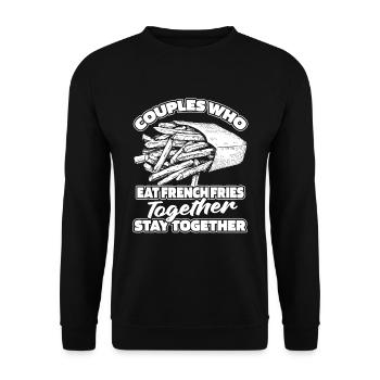 French fries fries pair - Unisex Sweatshirt - black - Front - Alina (178cm) & Michal (187cm)