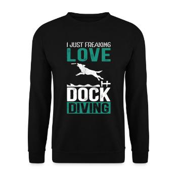 Dock Diving Dogs Dog Sports Dog Owner Gift - Unisex Sweatshirt - black - Front - Alina (178cm) & Michal (187cm)