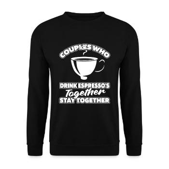 Kaffee Espresso Paar - Unisex Pullover - Schwarz - Vorne - Alina (178cm) & Michal (187cm)