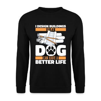 Architecte Architecture Chien - Sweat-shirt Unisexe - noir - Devant - Alina (178cm) & Michal (187cm)