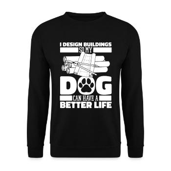 Architecte Architecture Chien - Sweat-shirt Unisexe - noir - Devant - Alina (178cm) & Michal (187cm)