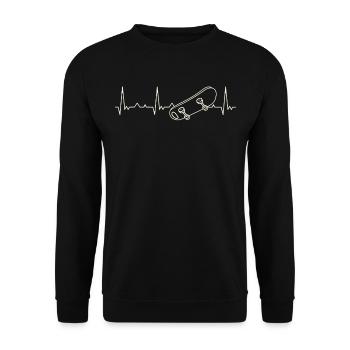 Skateboard Flip. Herz. Liebe. Ekg. Impuls. - Unisex Pullover - Schwarz - Vorne - Alina (178cm) & Michal (187cm)