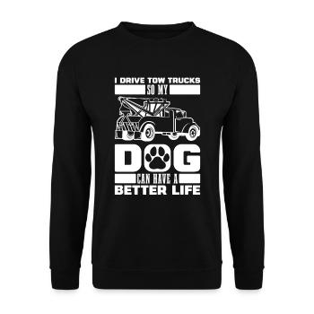 Abschleppdienst Abschlepper Hund - Unisex Pullover - Schwarz - Vorne - Alina (178cm) & Michal (187cm)