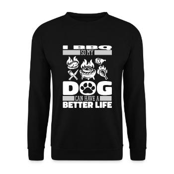 Bbq Grillen Hund - Unisex Pullover - Schwarz - Vorne - Alina (178cm) & Michal (187cm)