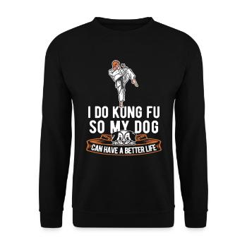 Kung Fu Hund - Unisex Pullover - Schwarz - Vorne - Alina (178cm) & Michal (187cm)