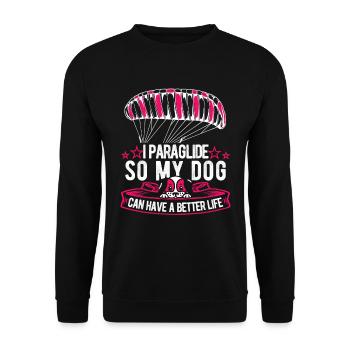 Paragleiter Paragleiten Hund - Unisex Pullover - Schwarz - Vorne - Alina (178cm) & Michal (187cm)