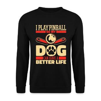 Pinball Hund - Unisex Pullover - Schwarz - Vorne - Alina (178cm) & Michal (187cm)