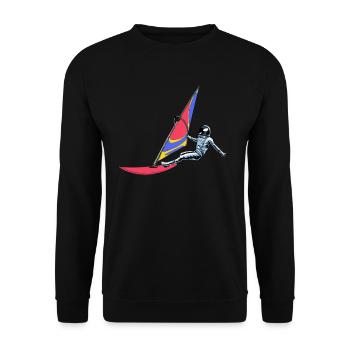 Windsurfing Windsurfer Astronaut - Unisex Sweatshirt - black - Front - Alina (178cm) & Michal (187cm)