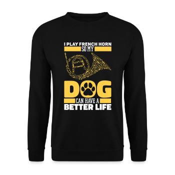 Hornist French Horn Hund - Unisex Pullover - Schwarz - Vorne - Alina (178cm) & Michal (187cm)