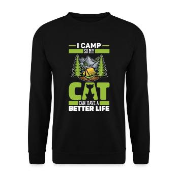 Tent Camping Camping Cat - Unisex Sweatshirt - black - Front - Alina (178cm) & Michal (187cm)