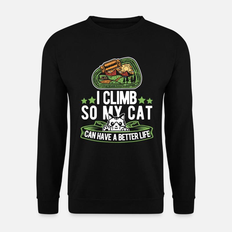 Klettern Kletterer Katze - Unisex Pullover - Schwarz