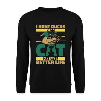 Duck Hunting Duck Hunting Cat - Unisex Sweatshirt - black - Front - Alina (178cm) & Michal (187cm)