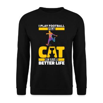 American Football Cat - Unisex Sweatshirt - black - Front - Alina (178cm) & Michal (187cm)