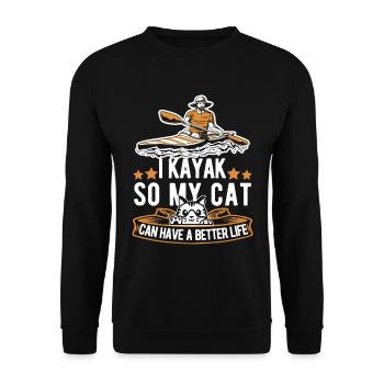 Kayaker Cat - Unisex Sweatshirt - black - Front - Alina (178cm) & Michal (187cm)