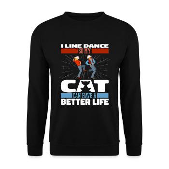 Line Dance Katze - Unisex Pullover - Schwarz - Vorne - Alina (178cm) & Michal (187cm)
