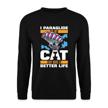 Paragleiter Paragleiten Katze - Unisex Pullover - Schwarz - Vorne - Alina (178cm) & Michal (187cm)