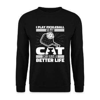 Chat de pickleball - Sweat-shirt Unisexe - noir - Devant - Alina (178cm) & Michal (187cm)