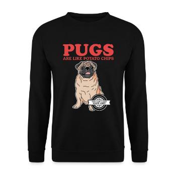 Mops Hunde Hundebesitzer Hundehalter Geschenk - Unisex Pullover - Schwarz - Vorne - Alina (178cm) & Michal (187cm)