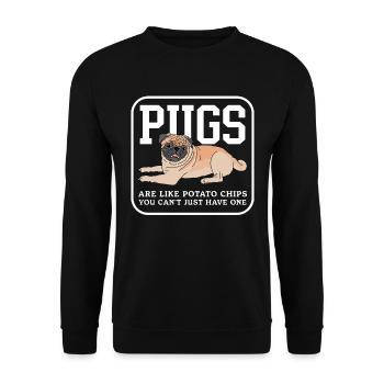 Mops Hunde | Hundebesitzer Hundehalter Geschenk - Unisex Pullover - Schwarz - Vorne - Alina (178cm) & Michal (187cm)