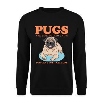 Mops Hunde Hundehalter Hundebesitzer Geschenk - Unisex Pullover - Schwarz - Vorne - Alina (178cm) & Michal (187cm)