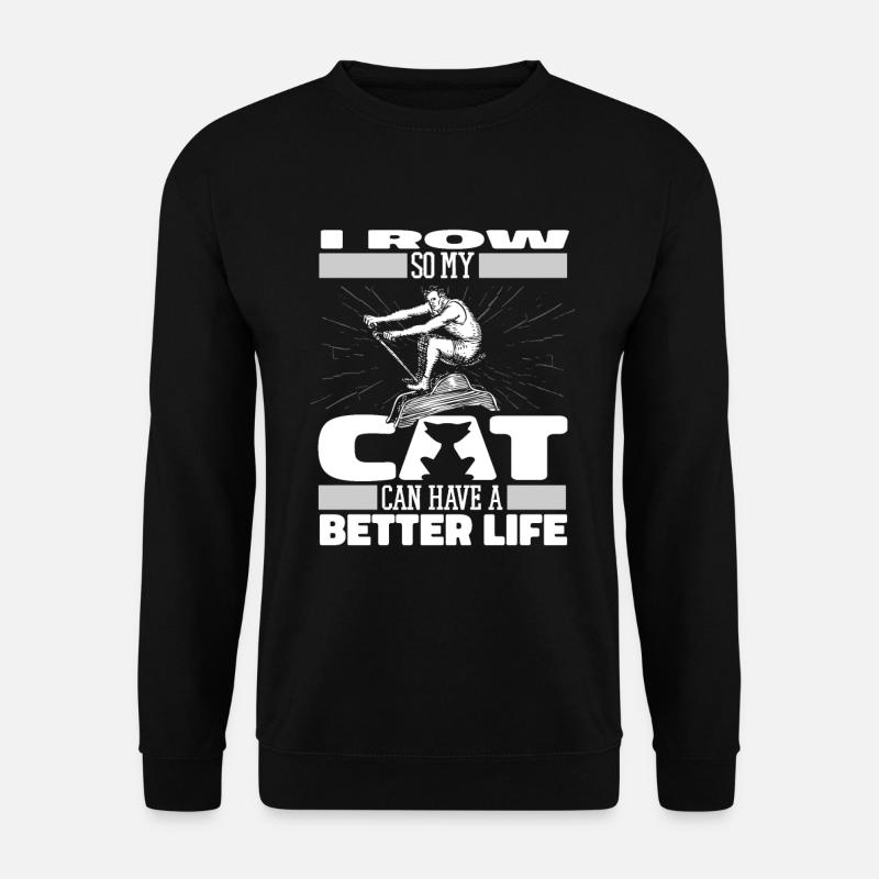 Rudern Ruderer Katze - Unisex Pullover - Schwarz