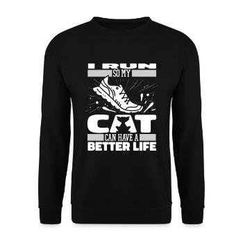 coureur joggeur coureur chat de course - Sweat-shirt Unisexe - noir - Devant - Alina (178cm) & Michal (187cm)
