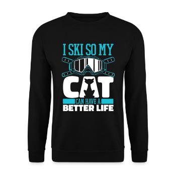 Skifahren Apres Ski Katze - Unisex Pullover - Schwarz - Vorne - Alina (178cm) & Michal (187cm)