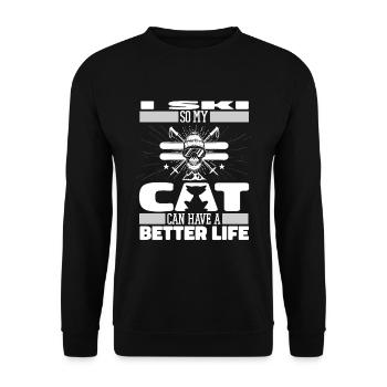 Skifahren Apres Ski Katze - Unisex Pullover - Schwarz - Vorne - Alina (178cm) & Michal (187cm)