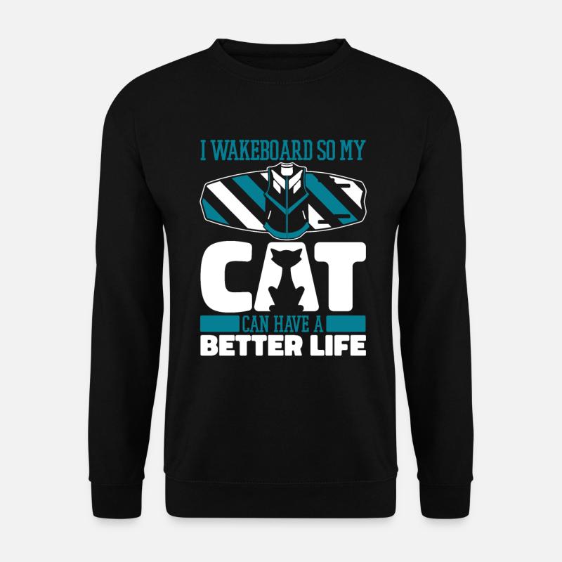 Wakeboard Wakeboarder Katze - Unisex Pullover - Schwarz