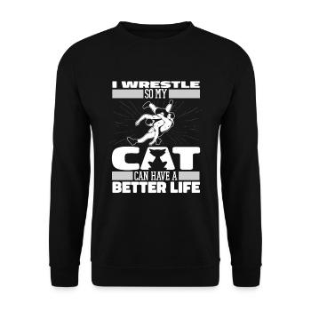 Wrestling Wrestler Cat - Unisex Sweatshirt - black - Front - Alina (178cm) & Michal (187cm)
