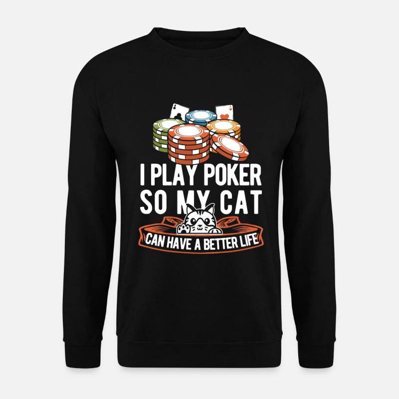 Poker Katze - Unisex Pullover - Schwarz