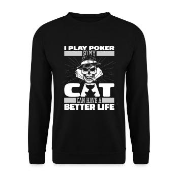 Chat de poker - Sweat-shirt Unisexe - noir - Devant - Alina (178cm) & Michal (187cm)