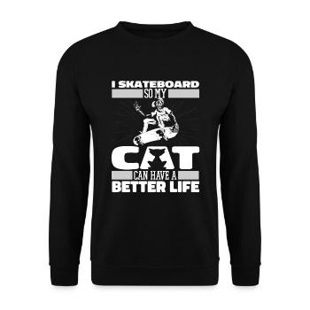 Skateboard Skater Cat - Unisex Sweatshirt - black - Front - Alina (178cm) & Michal (187cm)