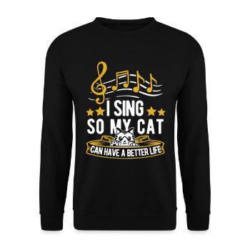 Choir Singer Cat - Unisex Sweatshirt - black - Front - Alina (178cm) & Michal (187cm)