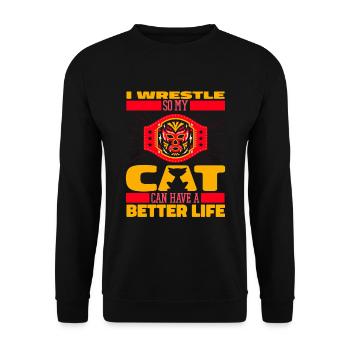 Wrestling Wrestler Katze - Unisex Pullover - Schwarz - Vorne - Alina (178cm) & Michal (187cm)
