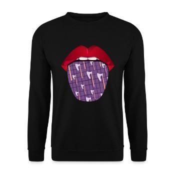 Axe Throwing Axe Thrower Lips - Unisex Sweatshirt - black - Front - Alina (178cm) & Michal (187cm)