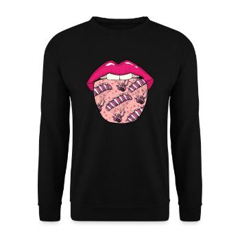 Paragleiter Paragleiten Lippen - Unisex Pullover - Schwarz - Vorne - Alina (178cm) & Michal (187cm)